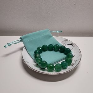 Green gemstone beaded bracelet